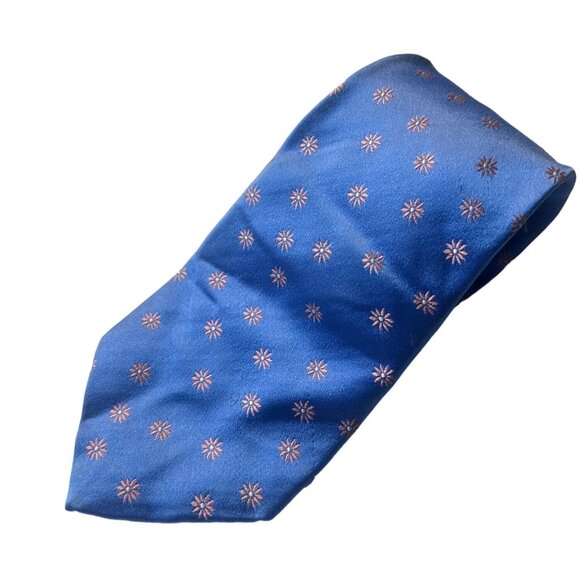 Thomas Pink 100% Silk Blue Floral Pattern Tie - Picture 2 of 6